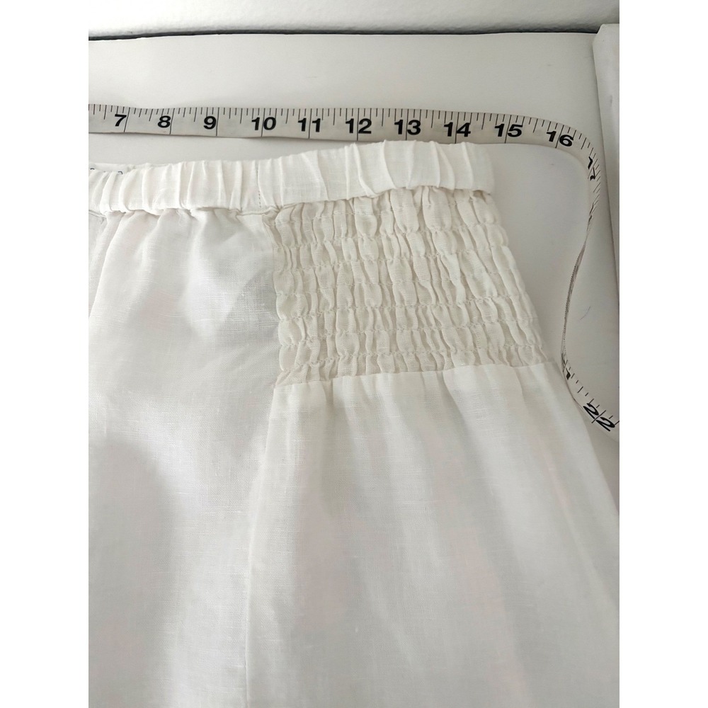 Sigrid Olsen Minimalist 100% Linen White Smocked Wide Leg Pants Size Large Beach - Picture 7 of 9